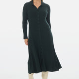 Buttoned Knit Dress - Emerald