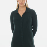 Buttoned Knit Dress - Emerald