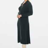 Buttoned Knit Dress - Emerald