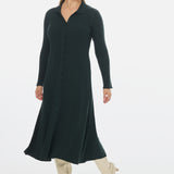 Buttoned Knit Dress - Emerald