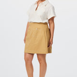 Half Placket Pocket Top - White