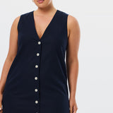 V Neck Mini Dress - Navy