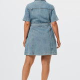 Denim Mini Dress - Washed Blue