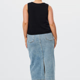 Boat Neck Knit Tank - Black