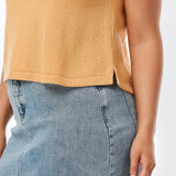 Boat Neck Knit Tank - Tangerine