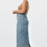 Straight Denim Skirt - Washed Blue