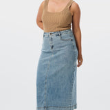 Straight Denim Skirt - Washed Blue