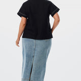 Half Placket Pocket Top - Black