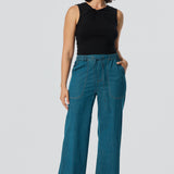 Lightweight Denim Elastic Waist Pants - Blue