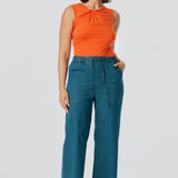 Lightweight Denim Elastic Waist Pants - Blue