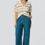 Lightweight Denim Elastic Waist Pants - Blue