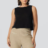 Crochet Boat Neck Tank - Black