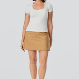 Scoop Neck Short Sleeve Top - White