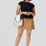 Crescent Shoulder Bag - Ecru/Black