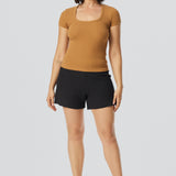 Scoop Neck Short Sleeve Top - Copper
