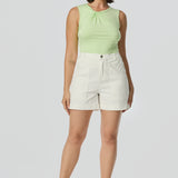 Denim Patch Pocket Shorts - White