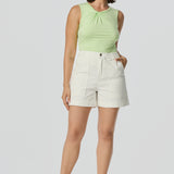 Denim Patch Pocket Shorts - White