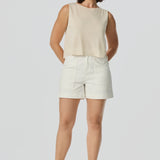 Crochet Boat Neck Tank - Wheat Marl