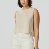 Crochet Boat Neck Tank - Wheat Marl