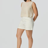 Crochet Boat Neck Tank - Wheat Marl