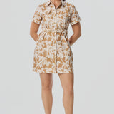 Pocket Shirt Mini Dress - Copper Palms