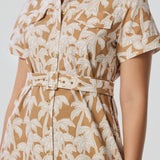 Pocket Shirt Mini Dress - Copper Palms