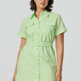 Pocket Shirt Mini Dress - Matcha