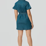 Pocket Shirt Mini Dress - Blue