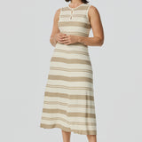 Crochet Sleeveless Dress - Wheat Stripe