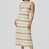 Crochet Sleeveless Dress - Wheat Stripe