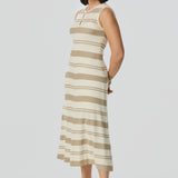 Crochet Sleeveless Dress - Wheat Stripe