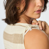 Crochet Sleeveless Dress - Wheat Stripe