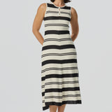 Crochet Sleeveless Dress - Ink Black Stripe