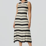 Crochet Sleeveless Dress - Ink Black Stripe