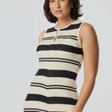 Crochet Sleeveless Dress - Ink Black Stripe