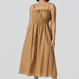 Gathered Midi Dress - Copper