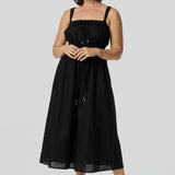 Gathered Midi Dress - Black