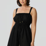 Gathered Midi Dress - Black