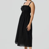 Gathered Midi Dress - Black