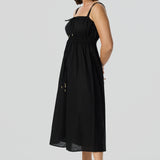 Gathered Midi Dress - Black