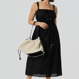 Slouch Canvas Shoulder Bag - Natural/Black
