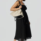 Slouch Canvas Shoulder Bag - Natural/Black