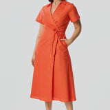 Wrap Shirt Dress - Flame
