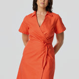 Wrap Shirt Dress - Flame
