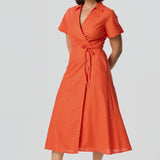 Wrap Shirt Dress - Flame