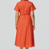 Wrap Shirt Dress - Flame