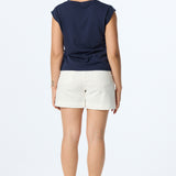 V-Neck Cap Sleeve Jersey Tank - Navy