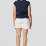 V-Neck Cap Sleeve Jersey Tank - Navy