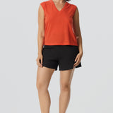 Lightweight V-Neck Cap Sleeve Tank - Flame