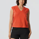 Lightweight V-Neck Cap Sleeve Tank - Flame